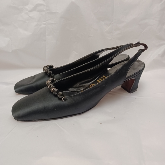 Adlib black sling back kitten heel size 8.5 - Picture 5 of 12